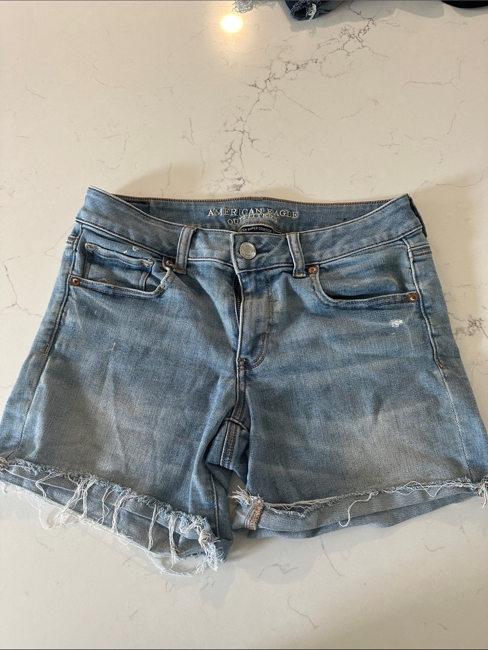 American Eagle Outfitters Light Blue Distressed Denim Cutoff Shorts